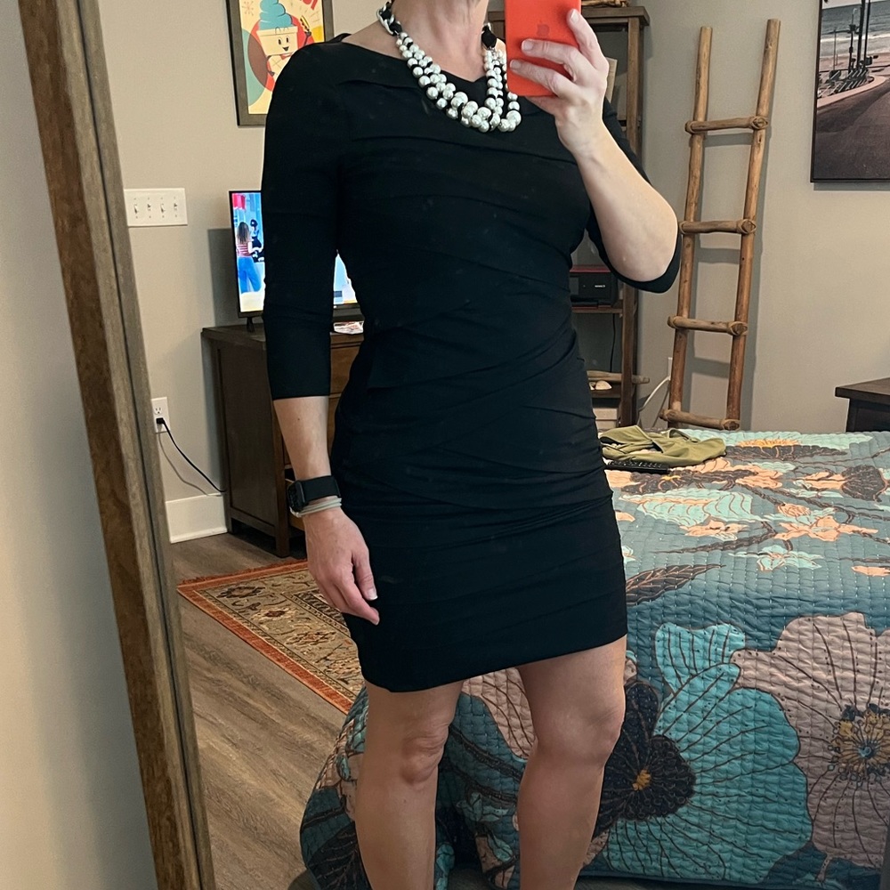 White House Black Market Black Long Sleeve Dress
